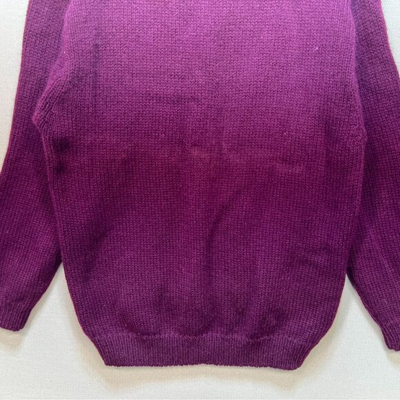 Eddie Bauer Womens Wool Sweater Medium Purple Floral Embroidered Pullover Cozy - Picture 12 of 12